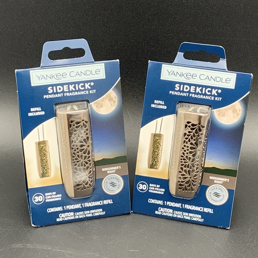 Yankee Candle Sidekick Car Freshener Pendant Starter Kit Midsummer's Night‎ X2